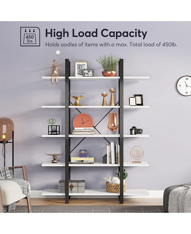 Tribesigns 5-Tier 72" Vintage Industrial Bookshelf,