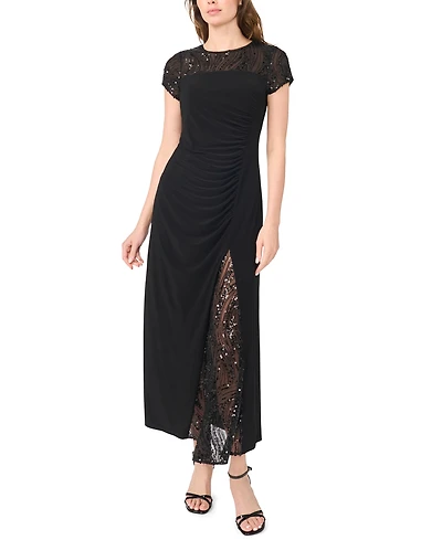 Msk Petite Split Sleeve Overlay Max Sequin Side-Slit Dress