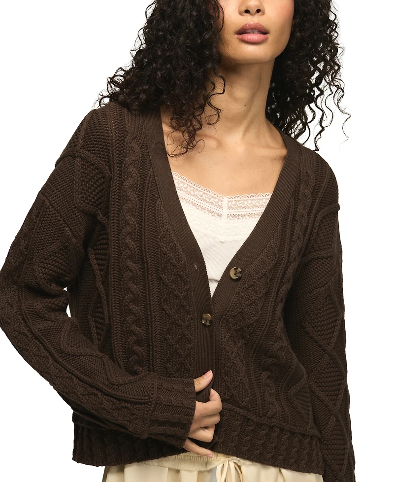 Lucky Brand Women's V-Neck Cable-Knit Cardigan Sweater