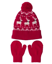 Carter's Baby Boys' and Girls' Fair Isle Christmas Beanie Glove, 3-Piece Set