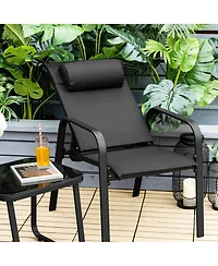 Gymax 3Piece Outdoor Bistro Set Patio Conversation with Adjustable Backrest