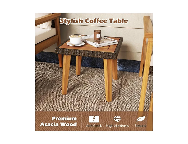 Boyel Living 5 Piece Rattan Furniture Set with Square Coffee Table