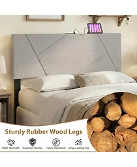 Sugift Geometric Upholstered Headboard for Full and Queen Size Bed with Charging Station