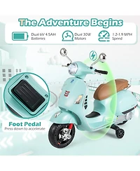 Sugift 12V Kids Electric Motorcycle With Music and Training Wheels Ages 3-6