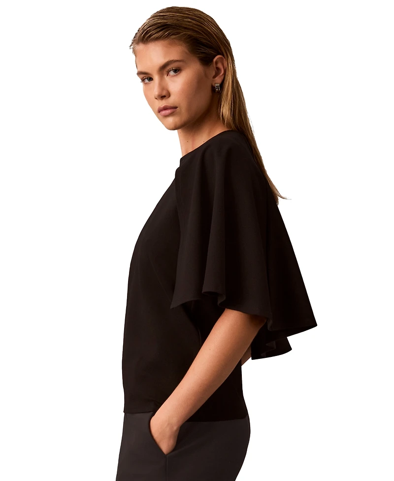 Calvin Klein Women's Crewneck Short-Sleeve Woven Top