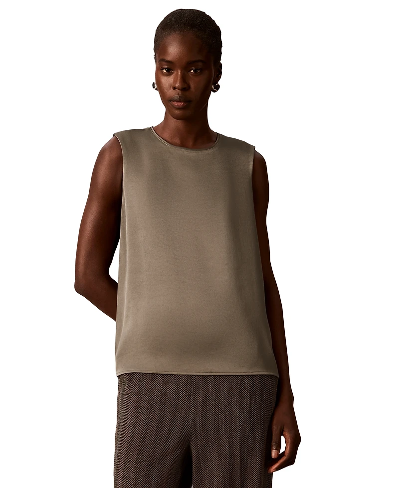 Calvin Klein Women's Satin Crewneck Sleeveless Shell