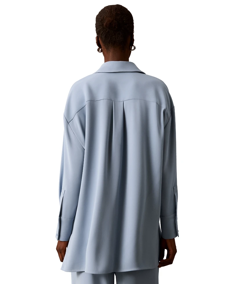 Calvin Klein Women's Collared Neck Long-Sleeve Top