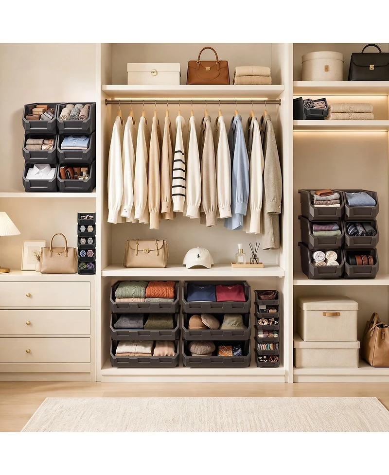 Sorbus Small Open Front Stackable Clothing Storage Bin - Closet and Wardrobe Organizer