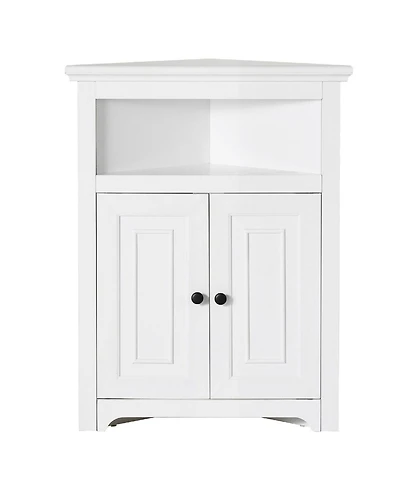 Slickblue 3 Tier Corner Kitchen Cabinet with Wooden Doors and Storage Space