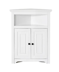 Slickblue 3 Tier Corner Kitchen Cabinet with Wooden Doors and Storage Space