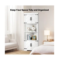 Slickblue 68" Corner Storage Cabinet with 4 Wooden Doors and Shelves
