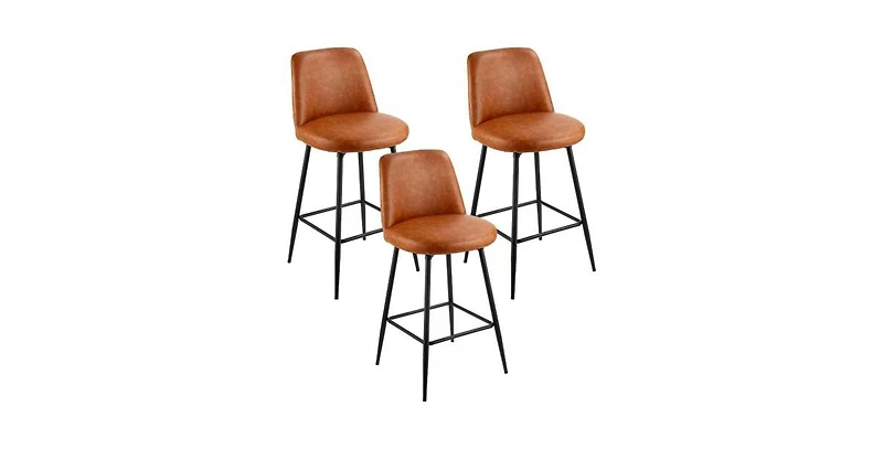 Slickblue Set of 3 27 Inch Pu Leather Swivel Counter Height Bar Stools