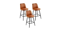 Slickblue Set of 3 27 Inch Pu Leather Swivel Counter Height Bar Stools