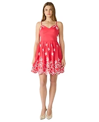 Steve Madden Juniors' Floral-Print Cutout Sweetheart-Neck Dress