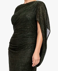 Betsy & Adam Plus Size Stretchy Glitter Metallic Gown
