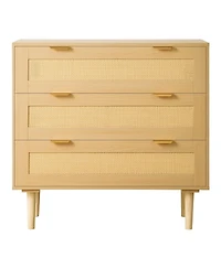 Slickblue 3 Drawer Rattan Dresser with Storage for Bedroom and Hallway