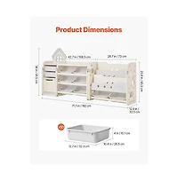 Slickblue Kids Toy Storage Organizer with Bookshelf and 10 Movable Plastic Bins
