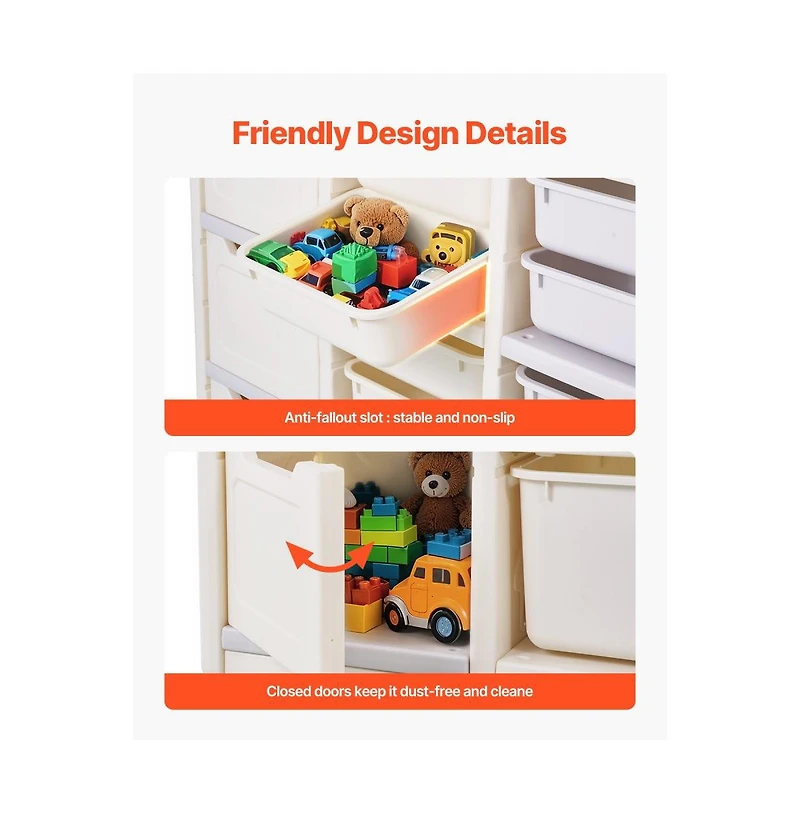 Slickblue Elephant Shape Kids Toy Storage Organizer with 10 Movable Plastic Bins