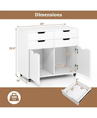 Sugift 4 Drawer File Cabinet with Wheels 29in x 16in x 25.5in for Home Office
