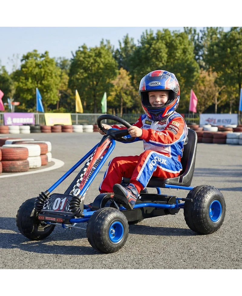 Sugift Kids 4-Wheel Pedal Go Kart with Adjustable Seat and Multi-Terrain Wheels, Ages 3-8