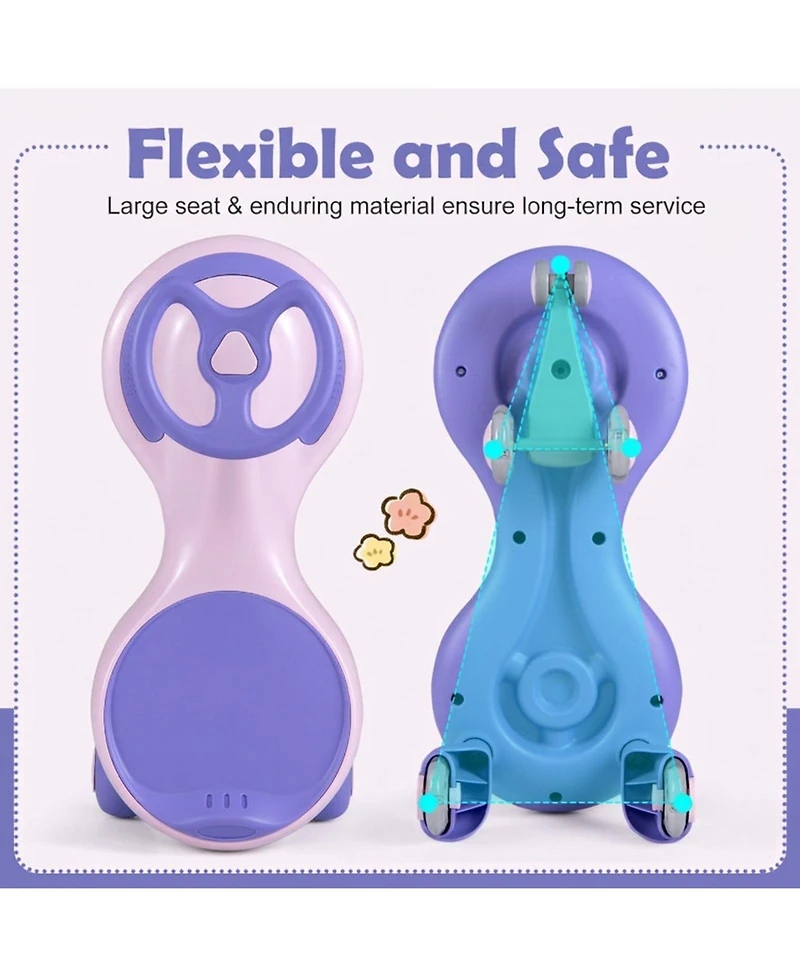 Hongge Wiggle Ride-On Car with Flashing Wheels & Anti-Tip Design, Ages 2+