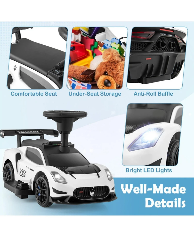 Hongge 6V Electric Sports Car Ride-On with Led Lights & Foot Pedal, Ages 18-60 Months