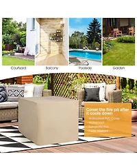 Gouun 9 Piece Outdoor Wicker Sectional Conversation Set with 35 50000 Btu Gas Fire Pit Table