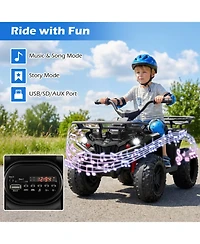 Hongge 24V Kids Electric Ride-On Quad Atv, Dual Motors, Led Headlights & Off-Road, 39.5" x 21" x 22", 66 lbs., Ages 3+