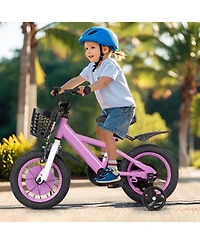 Hongge 12-Inch Kids Bike with Training Wheels and Adjustable-Handlebar, Ages 3-4