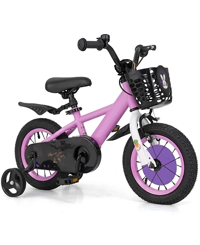 Hongge 12-Inch Kids Bike with Training Wheels and Adjustable-Handlebar, Ages 3-4
