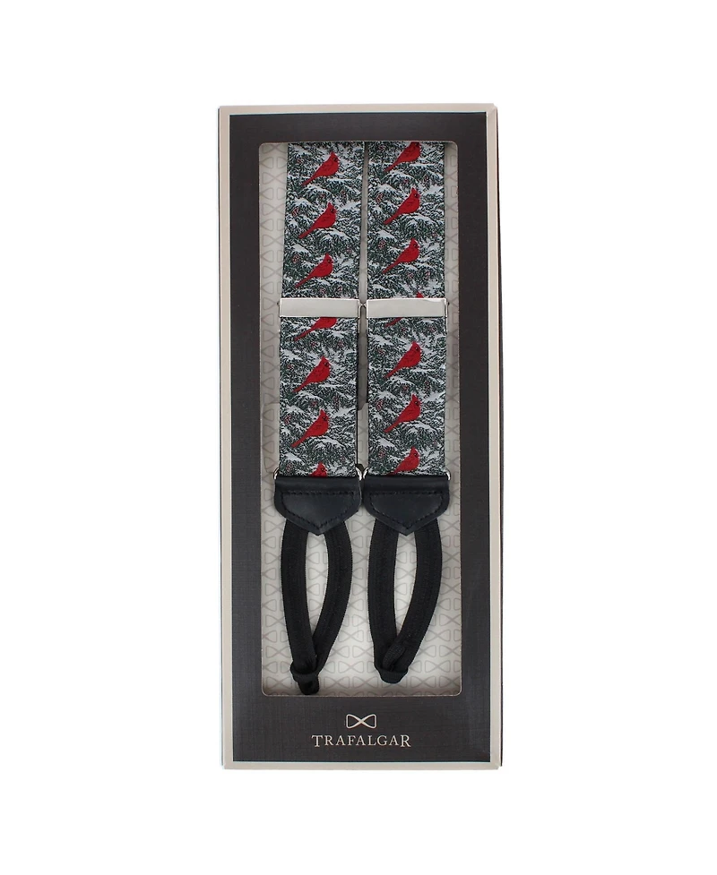Trafalgar Men's The Snowy Virginia Nightingale Silk Formal End Suspenders