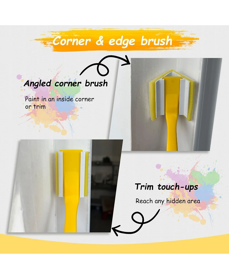 Xdovet Paint Edger Tool Kit 9 Inch Pad Set Trim Touch-up Corner Wall Ceiling 360degree(s) Rotation Handle Trimmer Refill Pads