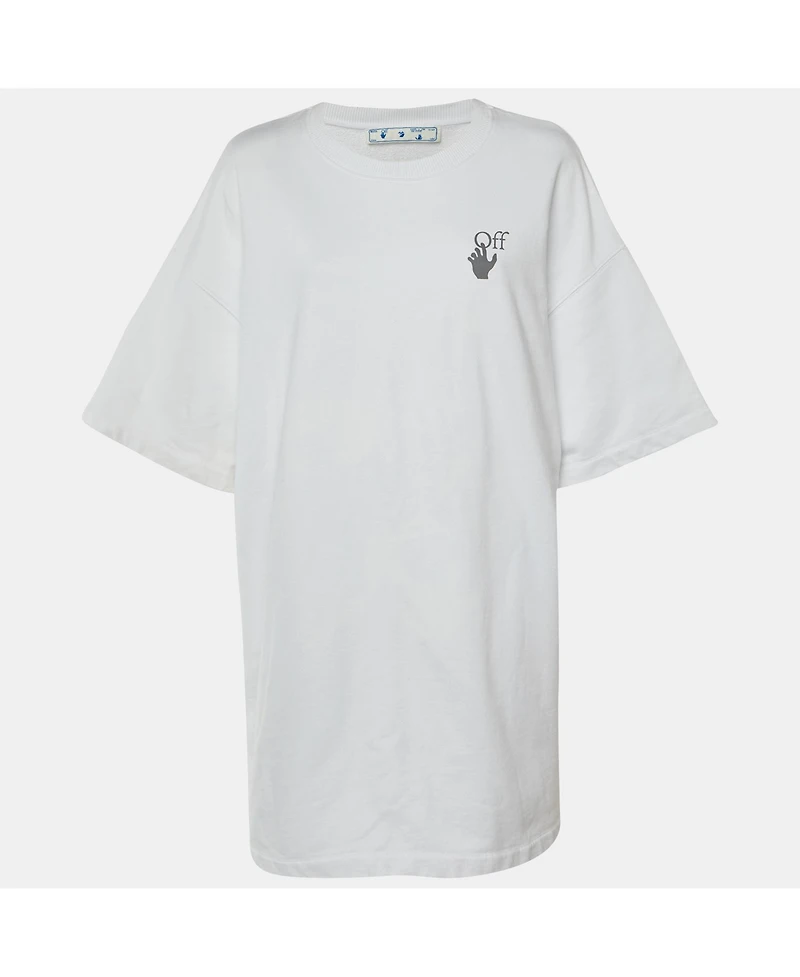 Pre-Owned Off-White Women's Graphic-Print Crewneck Short-Sleeve T-Shirt Dress