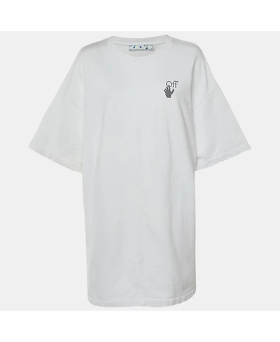 Pre-Owned Off-White Women's Graphic-Print Crewneck Short-Sleeve T-Shirt Dress