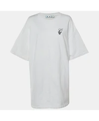 Pre-Owned Off-White Women's Graphic-Print Crewneck Short-Sleeve T-Shirt Dress