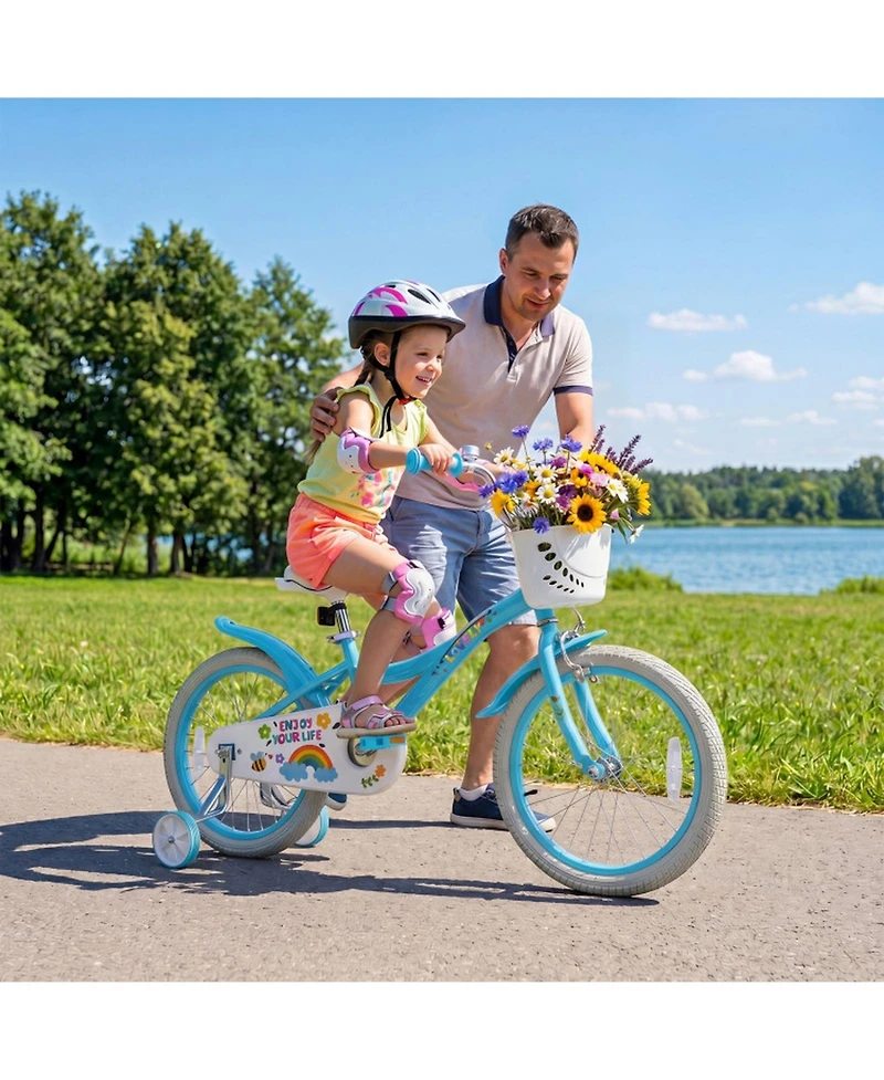 Hongge 18-Inch Kids Bike with Training Wheels and Front Basket