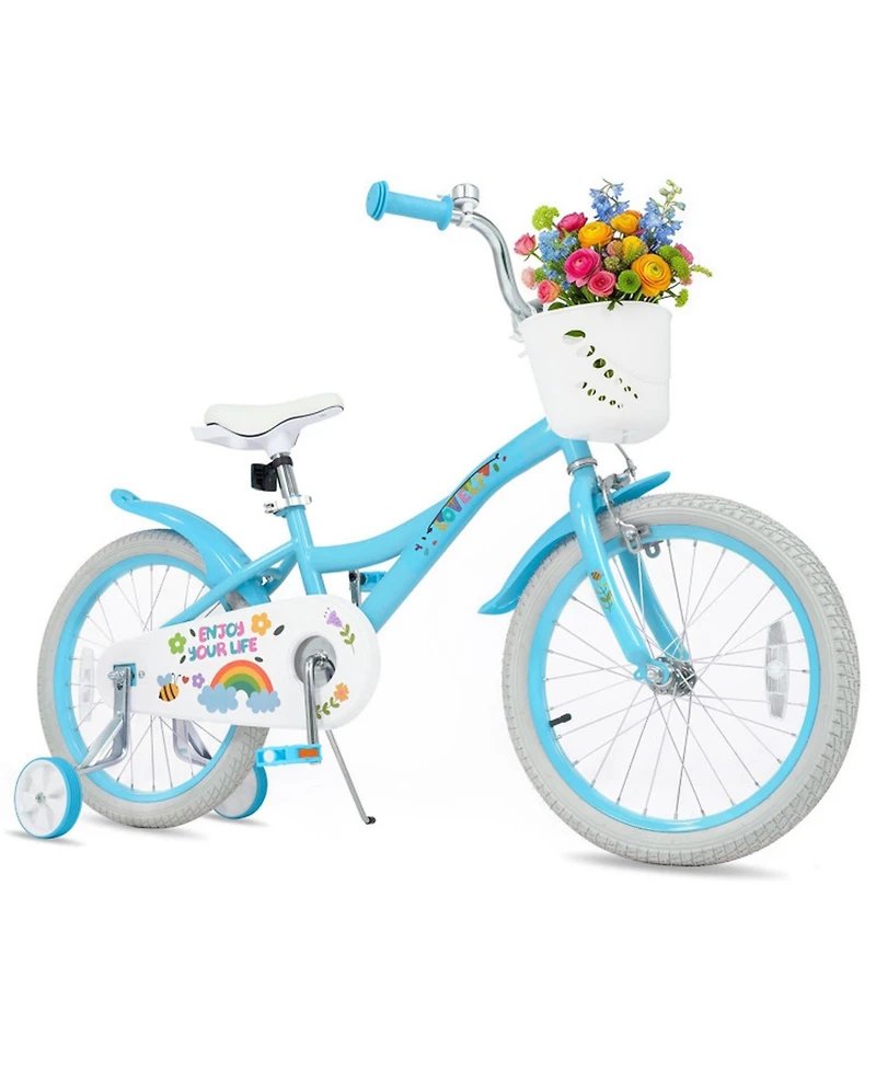 Hongge 18-Inch Kids Bike with Training Wheels and Front Basket