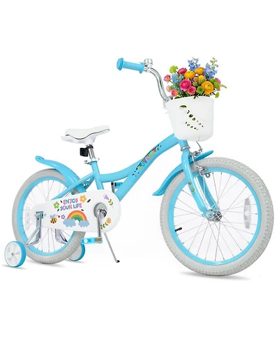 Hongge 18-Inch Kids Bike with Training Wheels and Front Basket