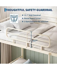 homfan Heavy Duty Twin Over Iron Bunk Bed, High 11.7" Guardrails, Reversible Ladder, Slot Assembly, 450 lbs Upper and 500 Lower