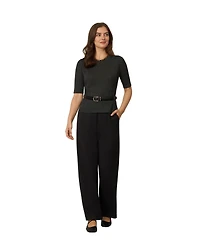Cable & Gauge Women's Pointelle Stitch Jewel Neck Sweater