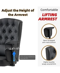 Dyhome Traditional Faux Leather Executive Office Chair with Adjustable Armrests and Lumbar Pillow