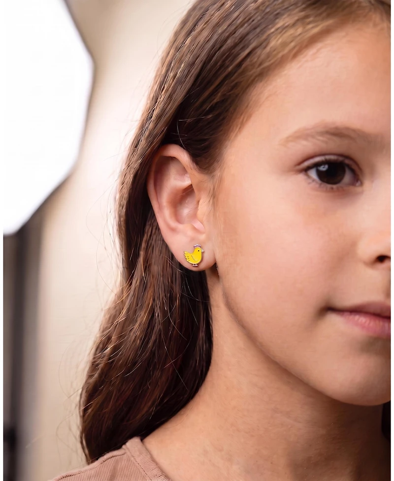 Chanteur Kids Chicken Hypoallergenic Earrings for Girls with Surgical Titanium Screwbacks