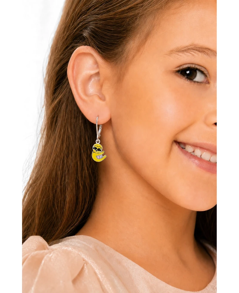 Chanteur Kids Sunglasses Smiley Face Hypoallergenic Earrings for Girls with Sterling Silver Leverbacks