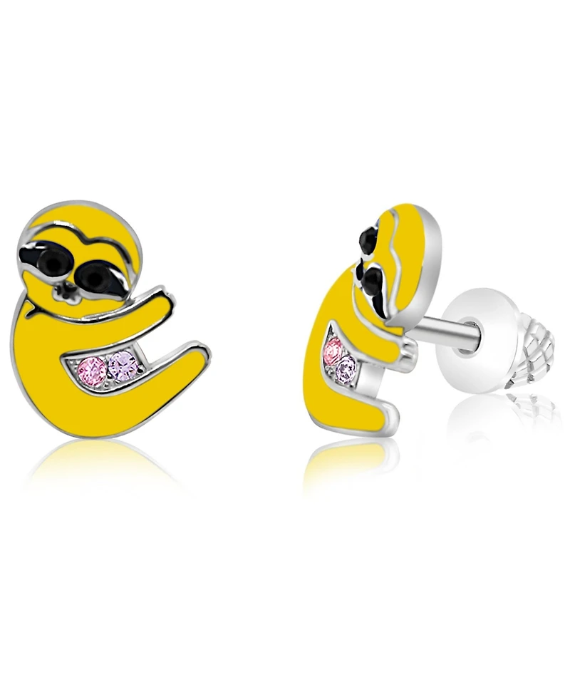 Chanteur Kids Sunglasses Smiley Face Hypoallergenic Earrings for Girls with Surgical Titanium Screwbacks