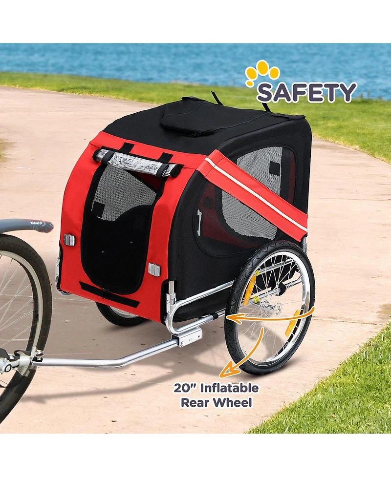Mountaintop Dog Bike Trailer,20" Rubber Wheels, 3 Entrances, Mesh Screen, Off-Road Travel