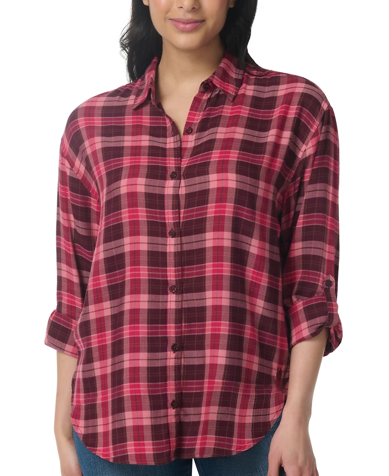 Gloria Vanderbilt Women's Amanda Plaid Point-Collar Shirt