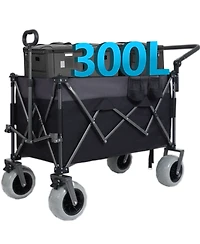 Mountaintop Multi-Functional Push-Pull Folding Wagon Cart, Rotating Handle,9"x4" Tires,400L Large Capacity for Beach, Groceries, Outdoor Transport