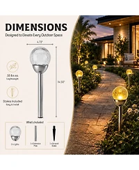 Bell + Howell 2-Piece Solar Powered Cracked Glass Led Pathway Lights, Weather-Resistant Garden Stakes