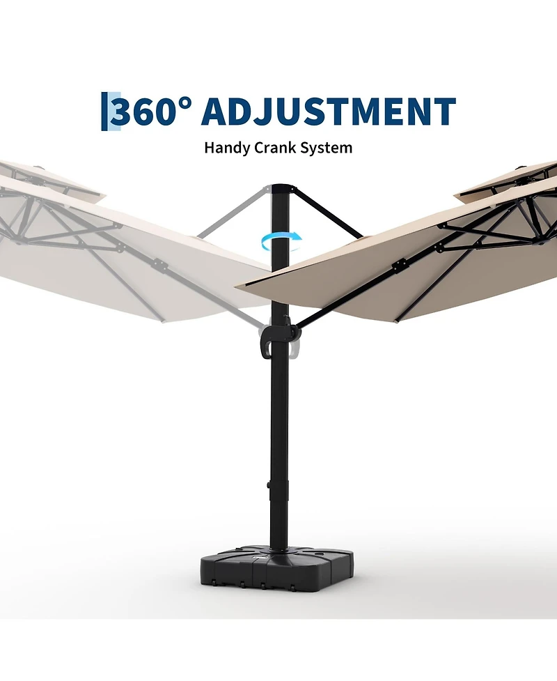 Gaomon 10x10 Ft Square Cantilever Patio Umbrella, 360degree(s) Rotatable Adjustable Height Heavy-Duty Aluminum Outdoor Shade for Pool Garden Backyard