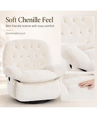 homfan 360 Degree Swivel Rocking Recliner Chair, Chenille Upholstered Lounge Chair with Retractable Footrest and Side Storage Pockets for Living Room